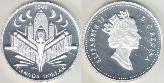 2000 Canada silver $1 (Voyage of Discocery) Prooflike